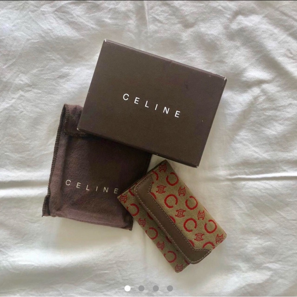 Celine Tan and Red Monogram Key Holder